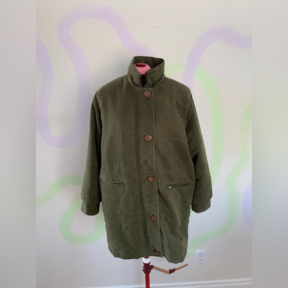 Vintage Jackets & Blazers - Vintage Army Green Military Style Jacket with Fur Lining